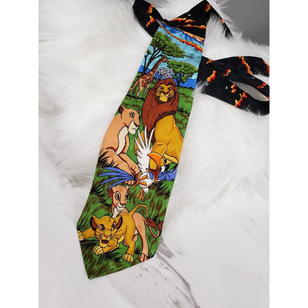 Vintage Disney Store The Lion King Silk Necktie Tie Simba Nala Zazu 90s Cartoon